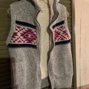 "If It Were Me” Sherpa Lined Hooded Sweater Knit Vest